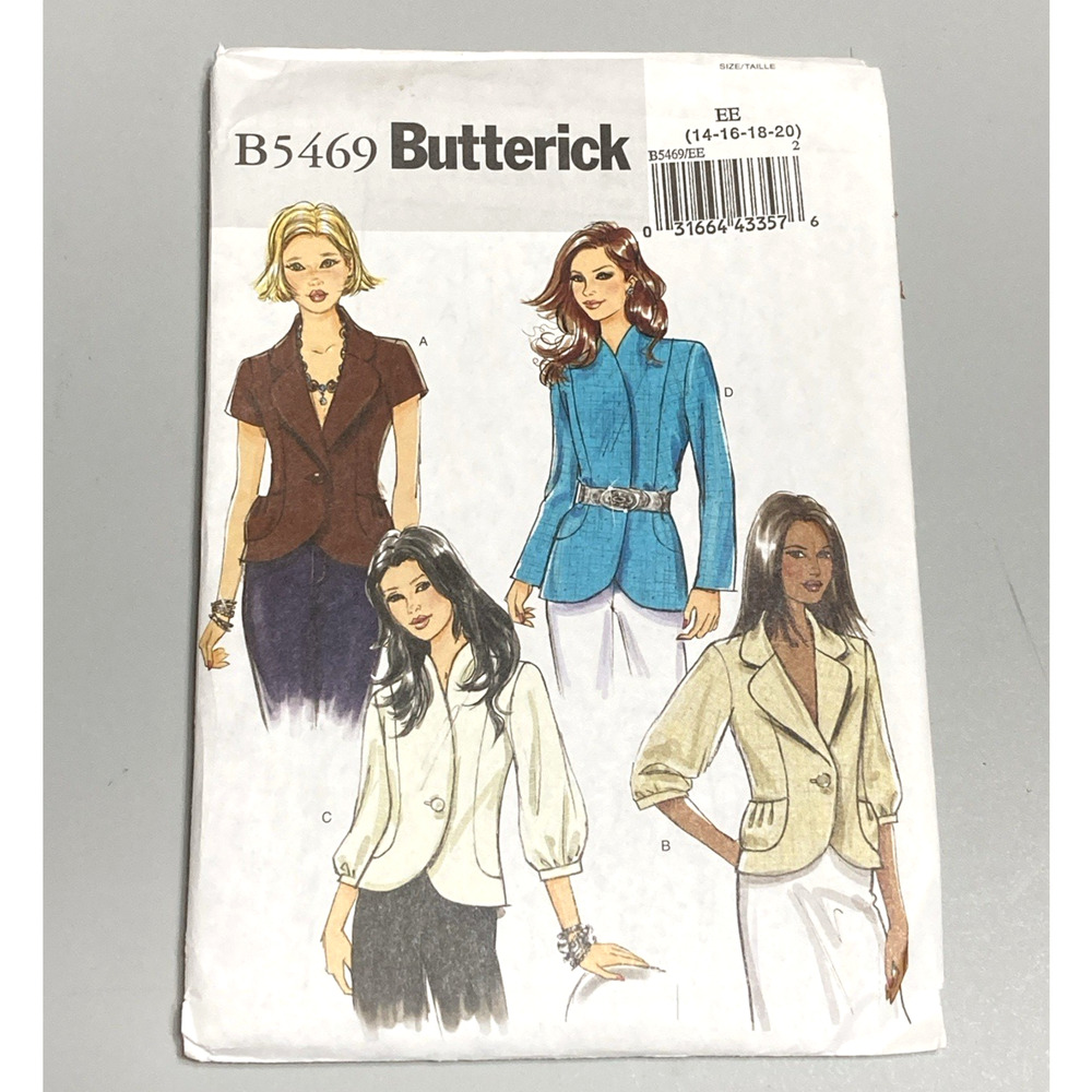 Butterick Sewing Pattern B5469 Misses Size 14-16-18-20 Semi-fitted Jacket UNCUT